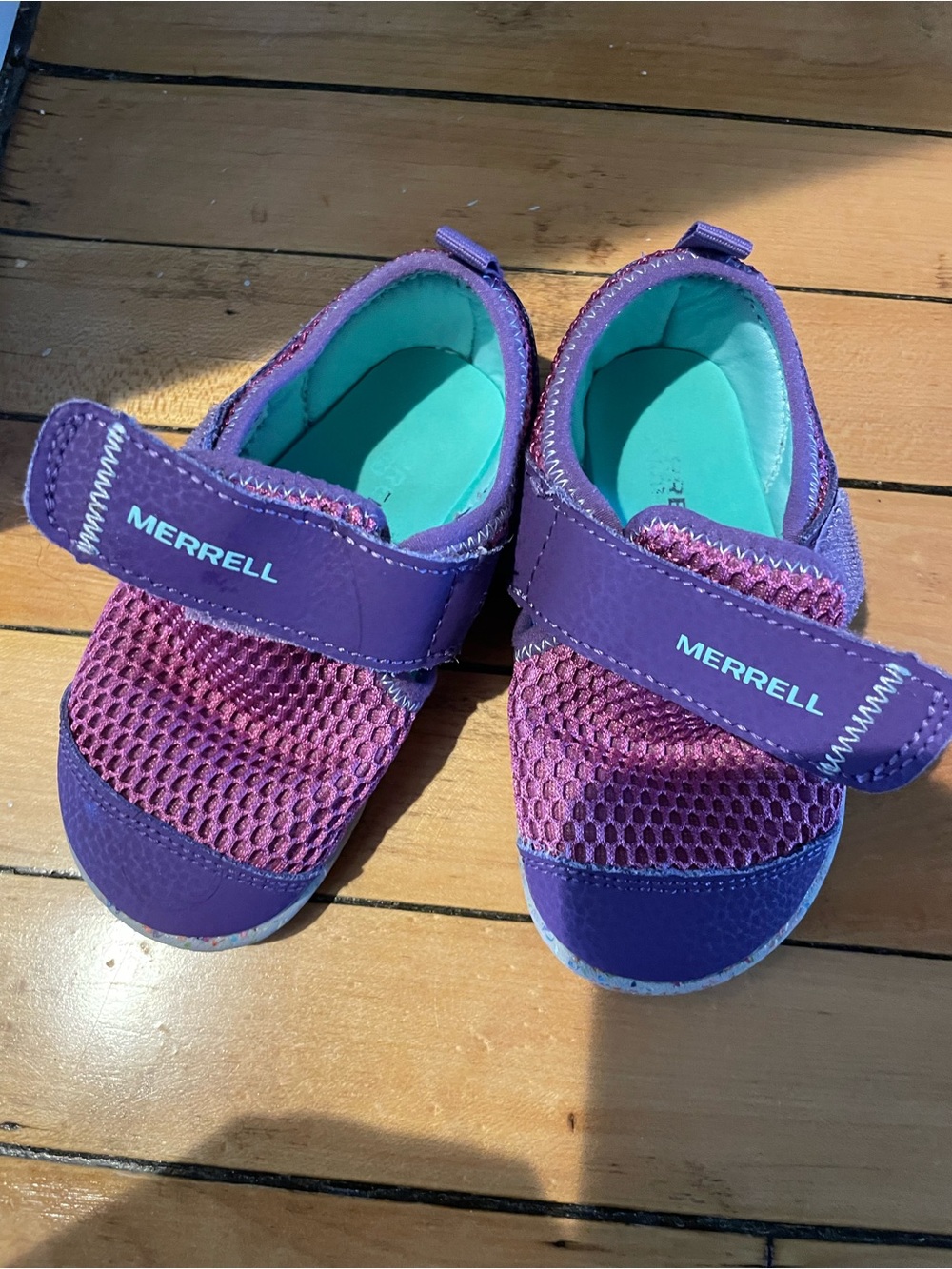 Merrell Kids Purple and Teal Mesh Hook-and-Loop Sneakers